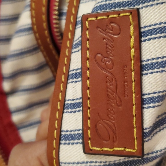 Dooney and bourke nylon & leather trim.brown and red.14.5w 9.75h - Picture 9 of 12